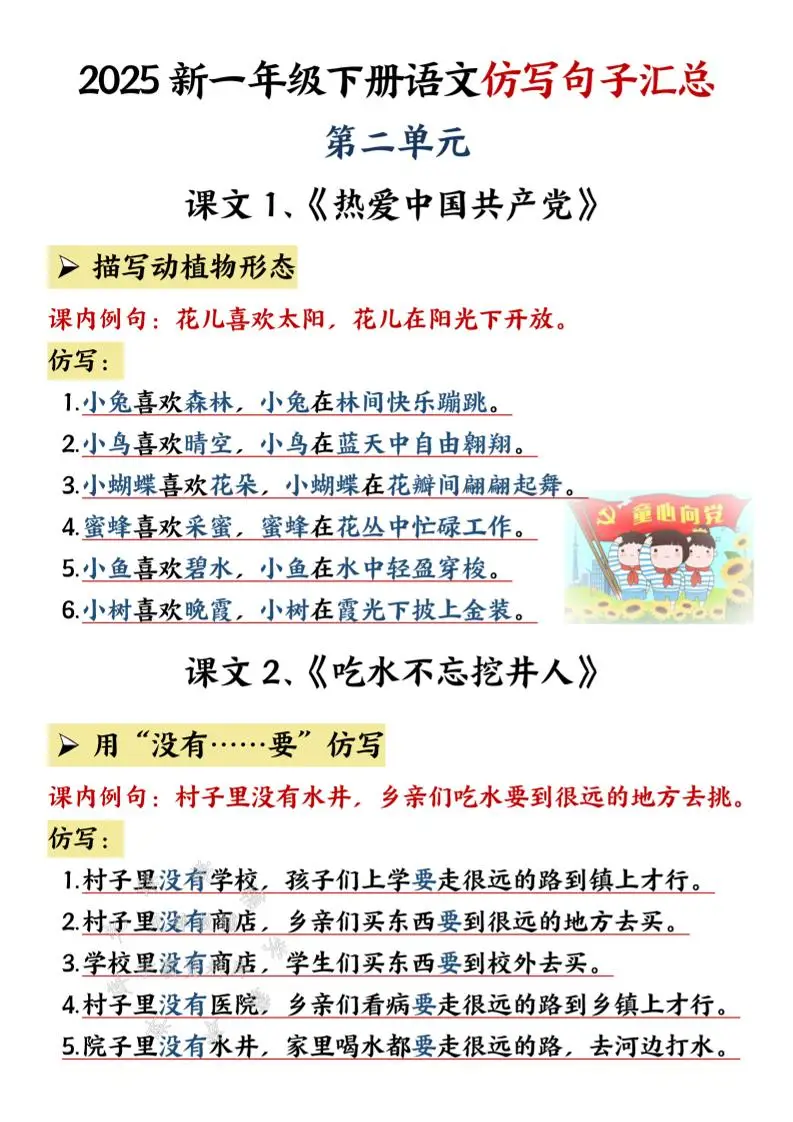 一年级下语文仿写句子汇总--方舟智库