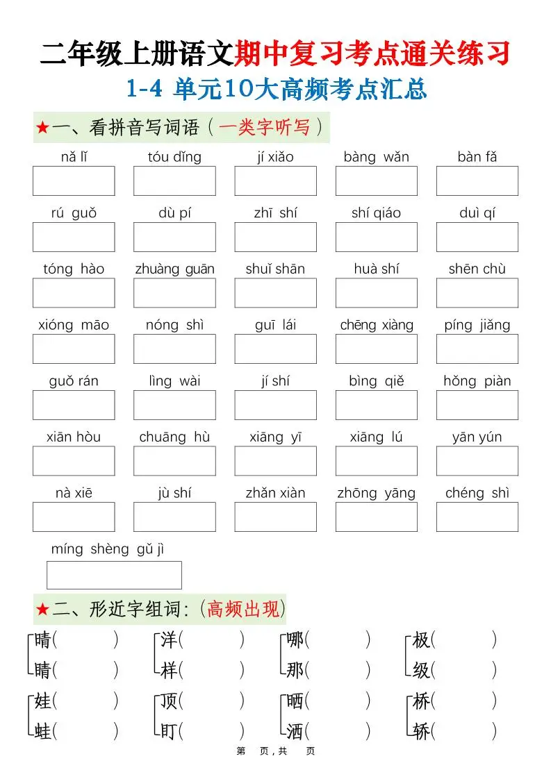 二上语文期中高频考点-方舟智库