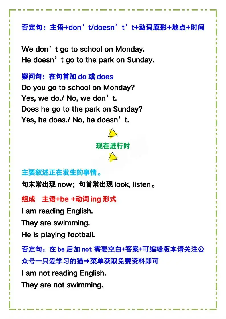 六年级下英语《必须掌握的四大时态》