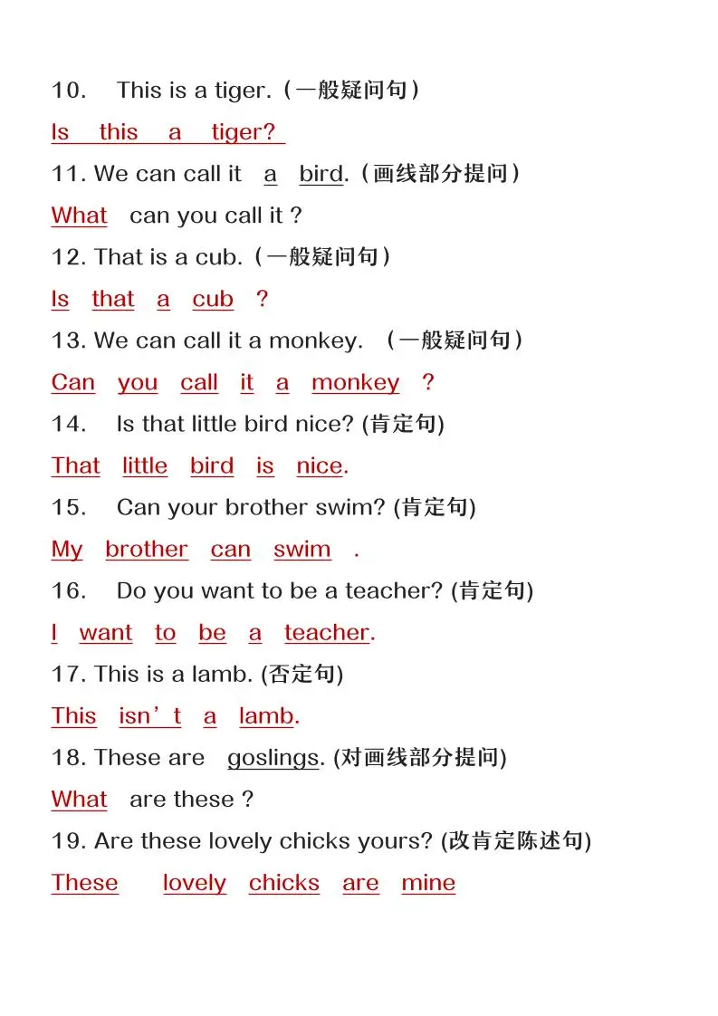【2025秋新版】六年级上册英语期末复习句型转换巩固练习