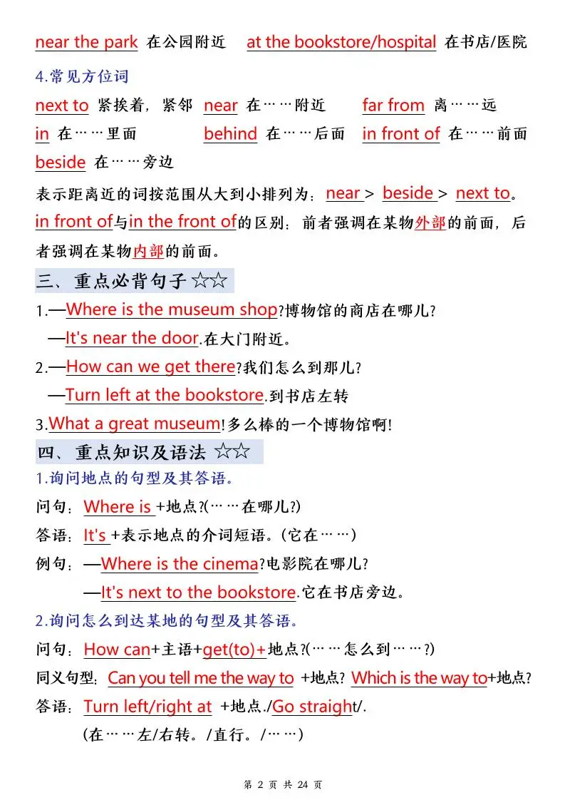 25年秋六上英语必备知识点汇总（单词+短语+句型+语法+写作）24页