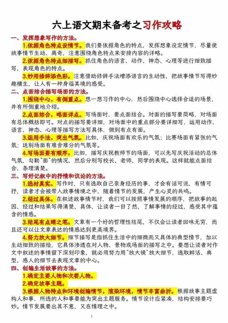 六上语文期末备考之习作攻略-方舟智库