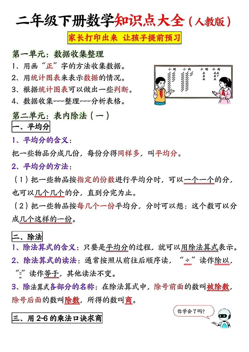 二年级下数学全册重点知识归纳《人教版》-方舟智库