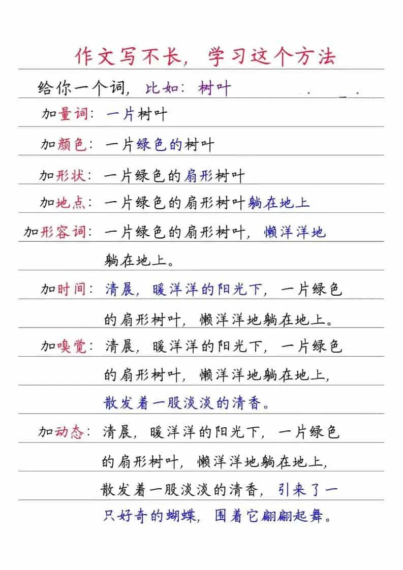 一年级下语文看图写话万能句式