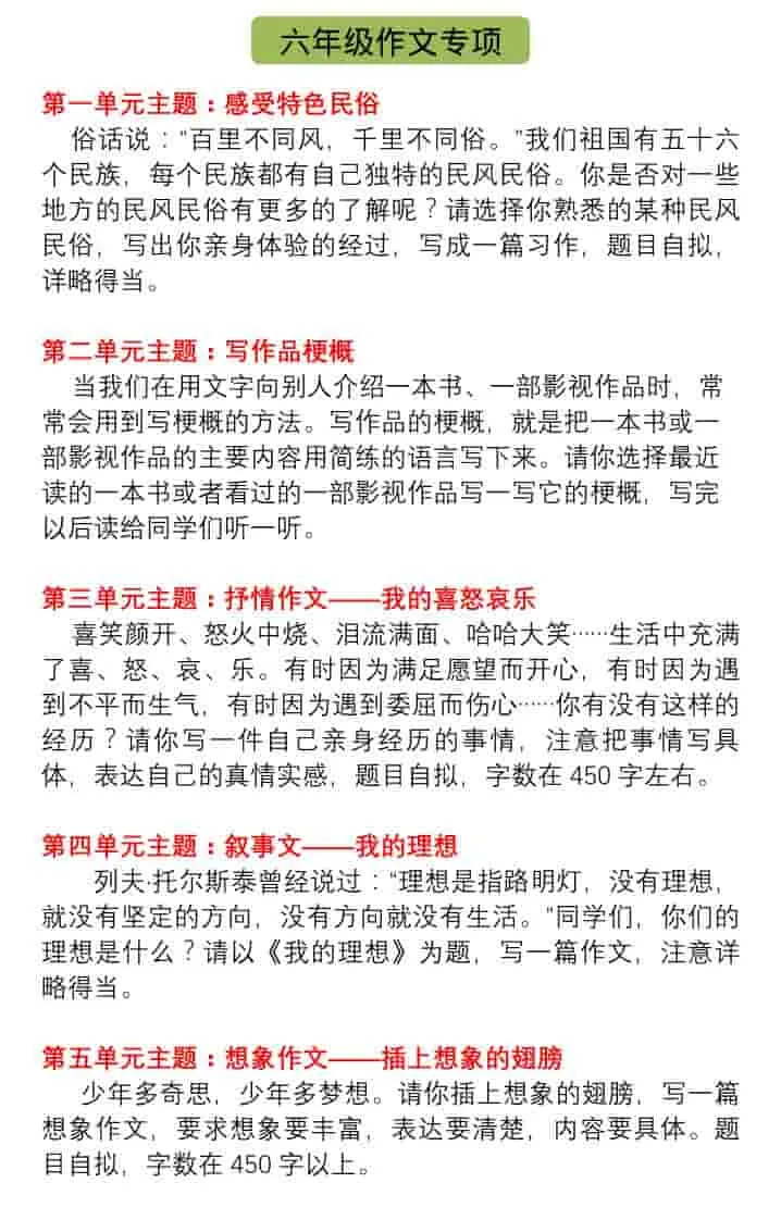 六年级下语文单元习作指导+精选范文-方舟智库