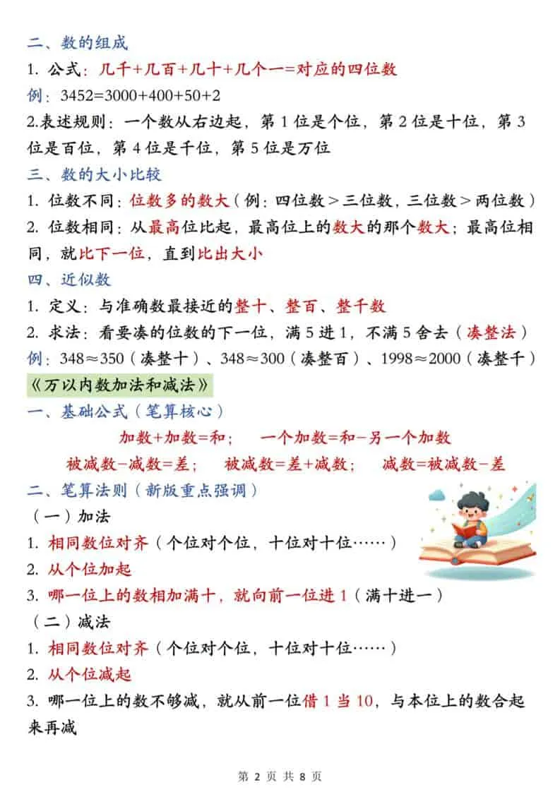 二年级下数学必背公式汇总《人教版》