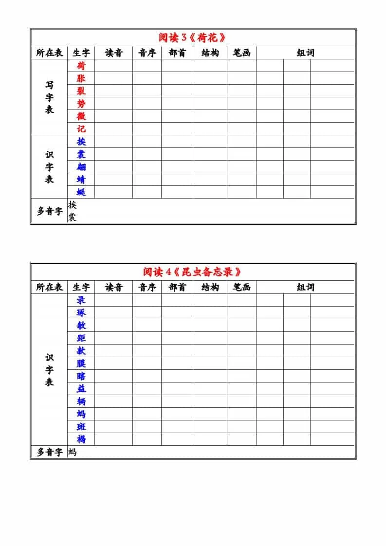 三年级下语文26春《写字表识字表》注音组词小贴