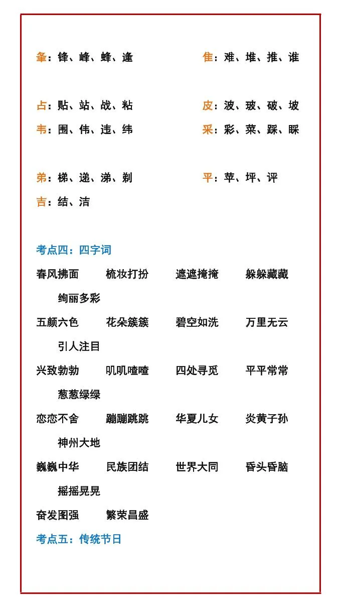 二年级下语文期中复习知识点