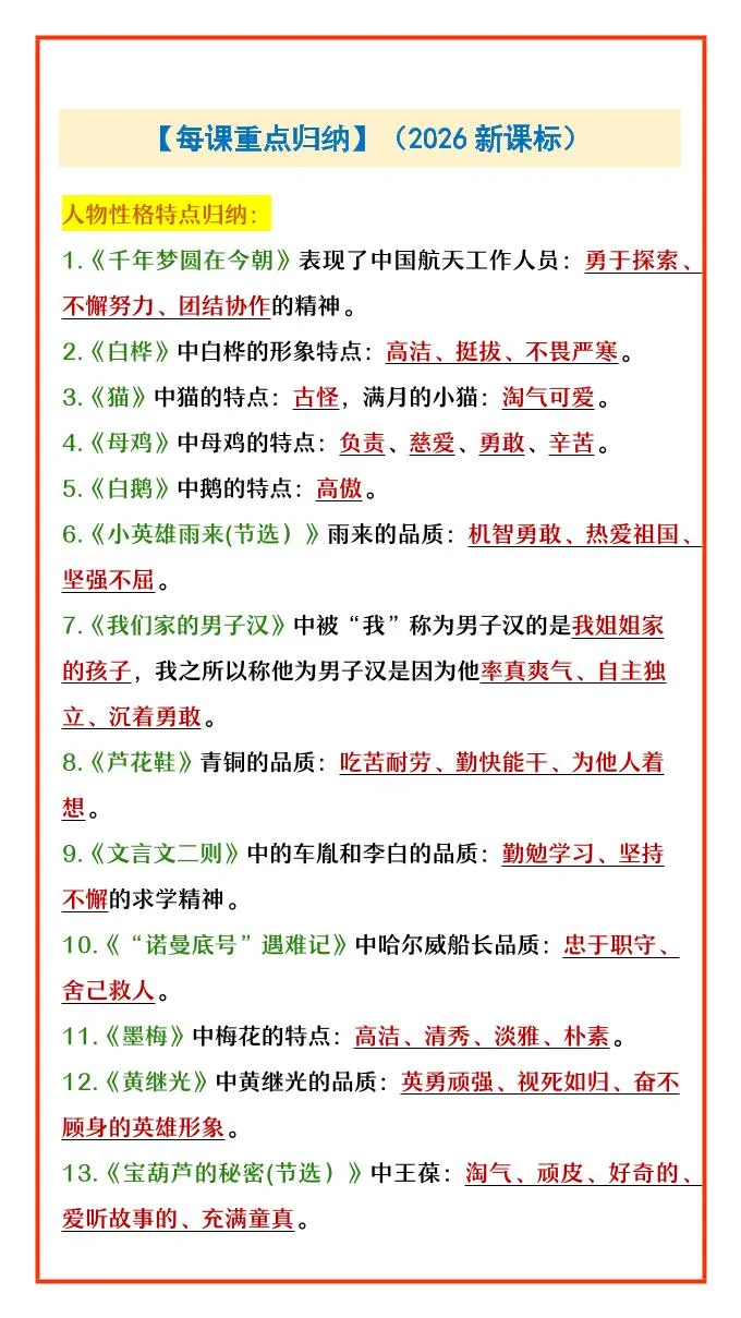 四年级下语文每课重点归纳-方舟智库