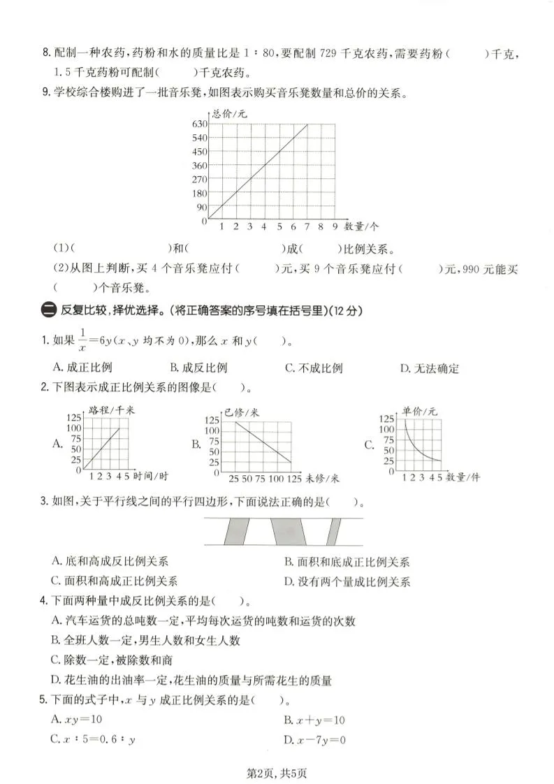 六年级下数学第六单元质量检测卷1《苏教版》