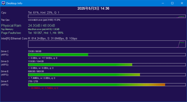 Desktop Info(桌面上显示实时系统信息) 绿色版