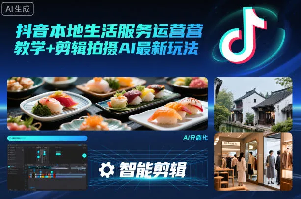 抖音本地生活服务运营教学+剪辑拍摄AI最新玩法-奇点库