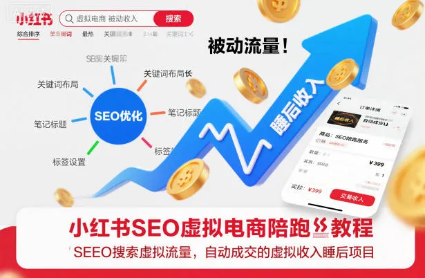 小红书SEO虚拟电商陪跑教程,实现seo搜索被动流量,自动成交的被动收入睡后项目-奇点库