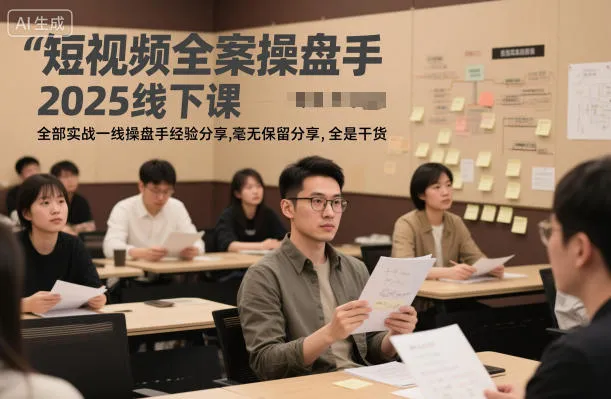 短视频全案操盘手2025线下课，全部实战一线操盘手经验分享，毫无保留分享，全是干货-奇点库