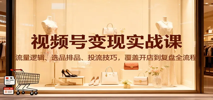视频号变现实战课：流量逻辑、选品排品、投流技巧，覆盖开店到复盘全流程-奇点库