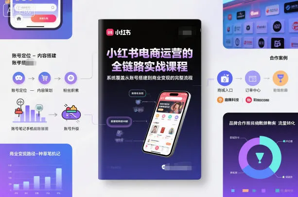 小红书电商运营的全链路实战课程，系统覆盖从账号搭建到商业变现的完整流程-奇点库