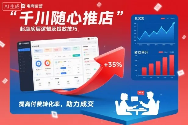 千川随心推起店底层逻辑及投放技巧，提高付费转化率，助力成交-奇点库