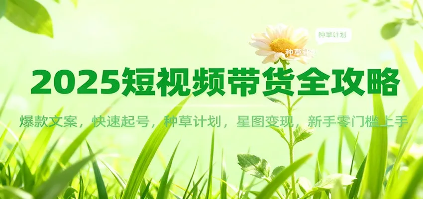 2025短视频带货全攻略：爆款文案，快速起号，种草计划，星图变现，新手零门槛上手-奇点库