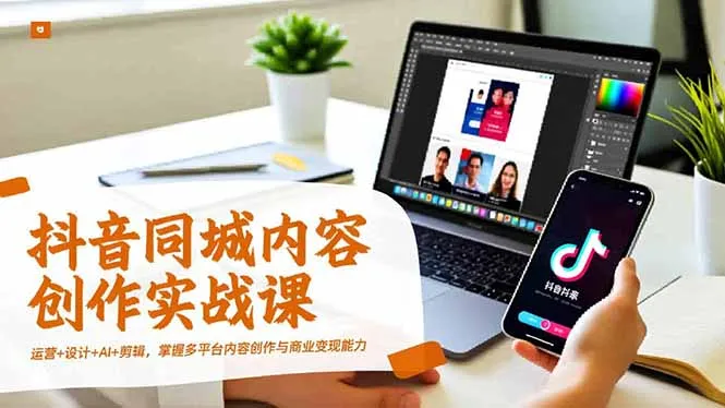 抖音同城内容创作实战课，运营+设计+AI+剪辑，掌握多平台内容创作与商业变现能力-奇点库