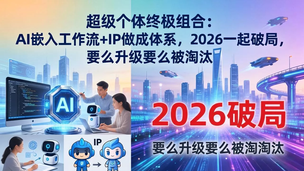 超级个体终极组合：AI嵌入工作流+IP做成体系，2026一起破局，要么升级要么被淘汰-奇点库资源网