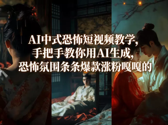 AI中式恐怖短视频教学，手把手教你用AI生成，恐怖氛围条条爆款涨粉嘎嘎的-奇点库资源网