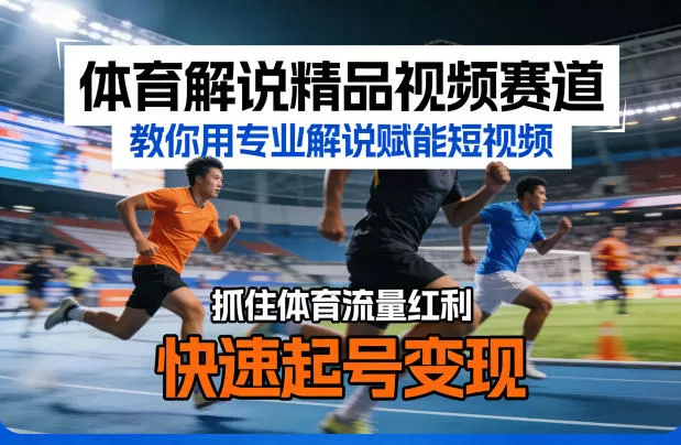 体育解说精品视频赛道，教你用专业解说赋能短视频，抓住体育流量红利，快速起号变现-奇点库资源网