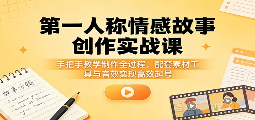图片[1]-第一人称情感故事创作实战课：手把手教学制作全过程，配套素材工具与音效实现高效起号-奇点库资源网