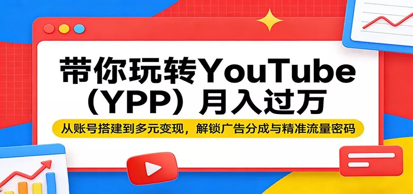 图片[1]-带你玩转YouTube(YPP)月入过万：从账号搭建到多元变现，解锁广告分成与精准流量密码-奇点库资源网
