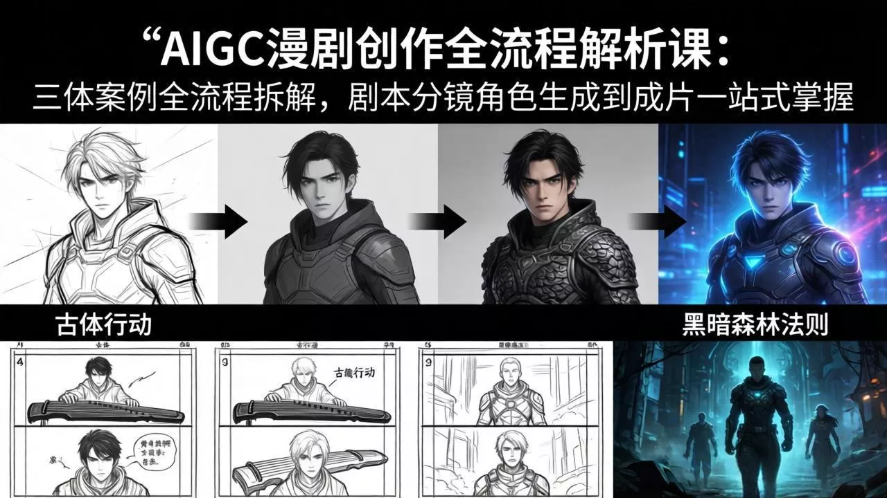AIGC漫剧创作全流程解析课：三体案例全流程拆解，剧本分镜角色生成到成片一站式掌握-奇点资源库