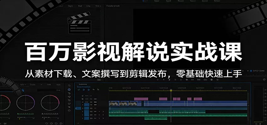 百万影视解说实战课：从素材下载、文案撰写到剪辑发布，零基础快速上手-奇点资源库