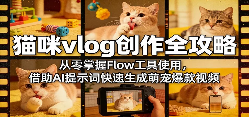 图片[1]-猫咪vlog创作全攻略：从零掌握Flow工具使用，借助AI提示词快速生成萌宠爆款视频-奇点资源库