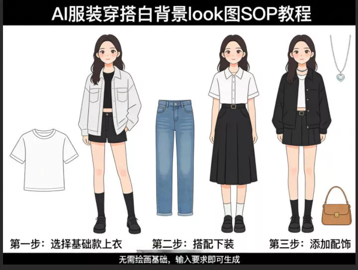 AI服装穿搭白背景look图SOP教程，不用会画画，提几句具体要求，AI就能还你一个奇迹-奇点资源库