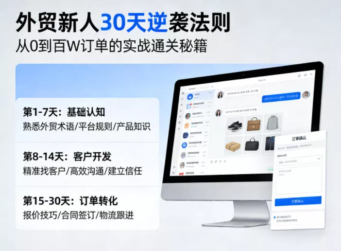 外贸新人30天逆袭法则，教你从0到百W订单的实战通关秘籍-奇点库