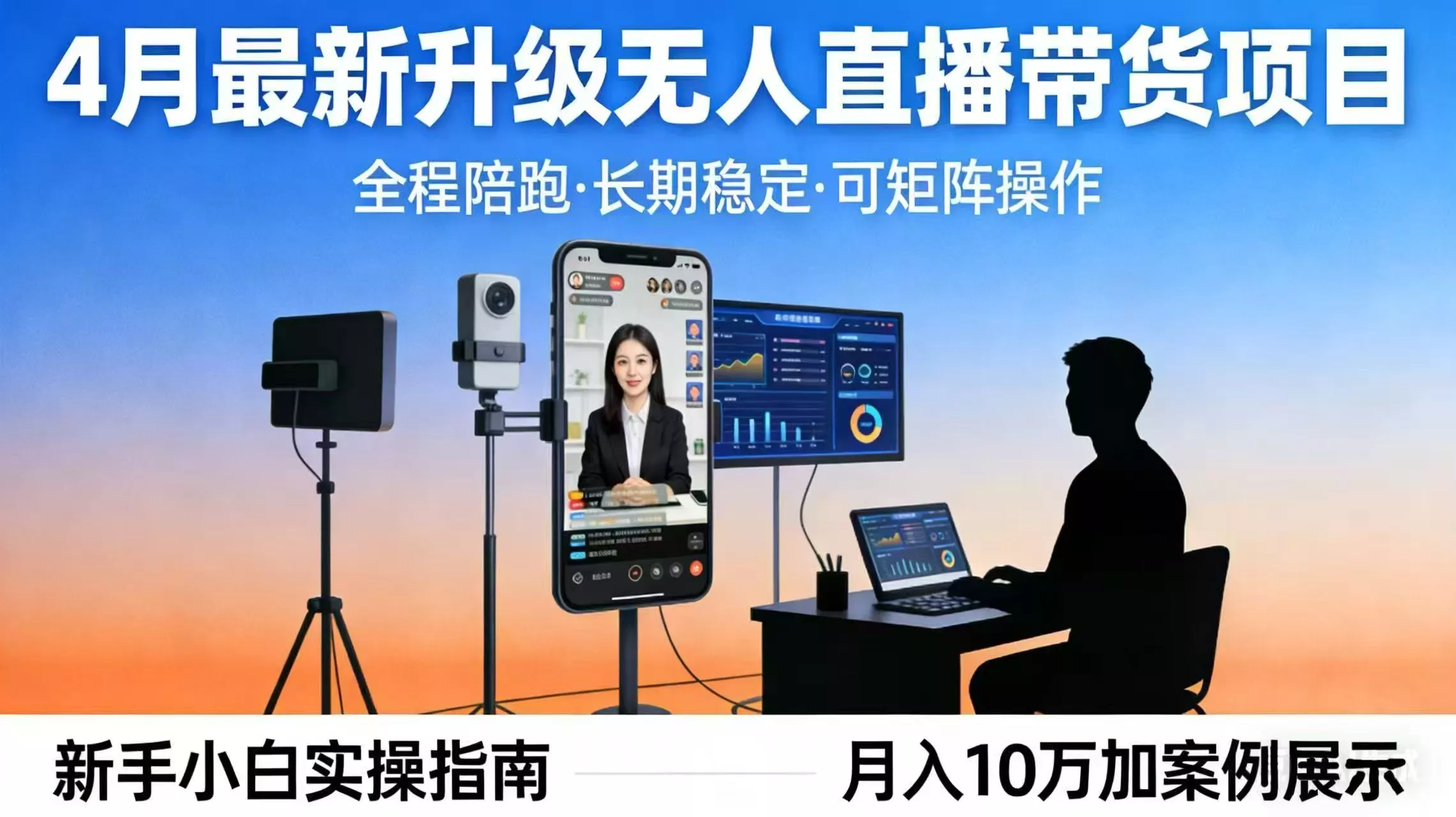 4月最新升级 无人直播 带货 全程陪跑 长期稳定 可矩阵 每天半小时新手小白实操月入 十万-奇点库