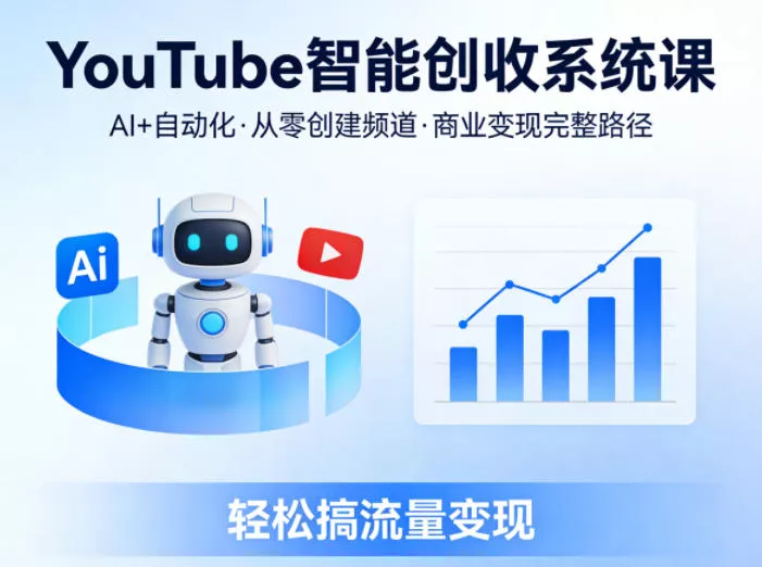 YouTube智能创收系统课，AI+自动化，从零创建YouTube频道并实现商业变现的完整路径，轻松搞流量变现