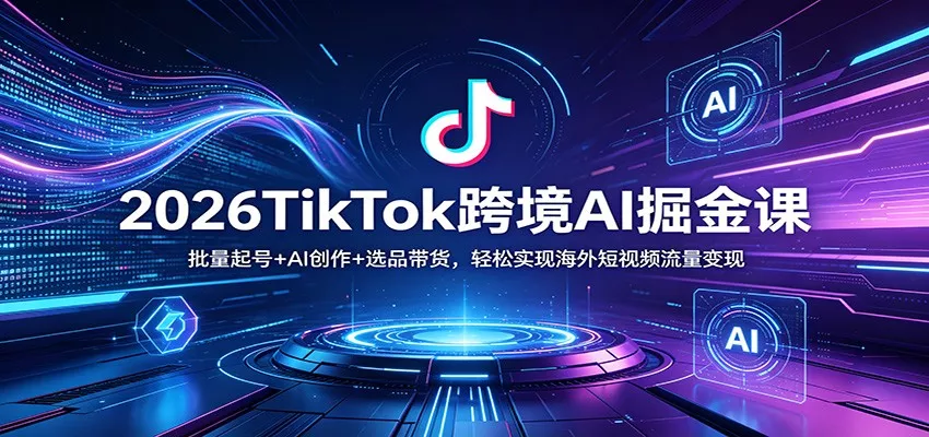 2026TikTok跨境AI掘金课：批量起号+AI创作+选品带货，轻松实现海外短视频流量变现-奇点库