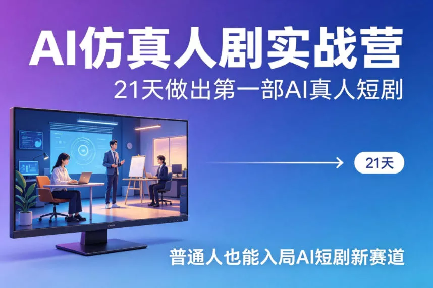 AI仿真人剧实战营，21天做出第一部AI真人短剧，普通人也能入局AI短剧新赛道-奇点库