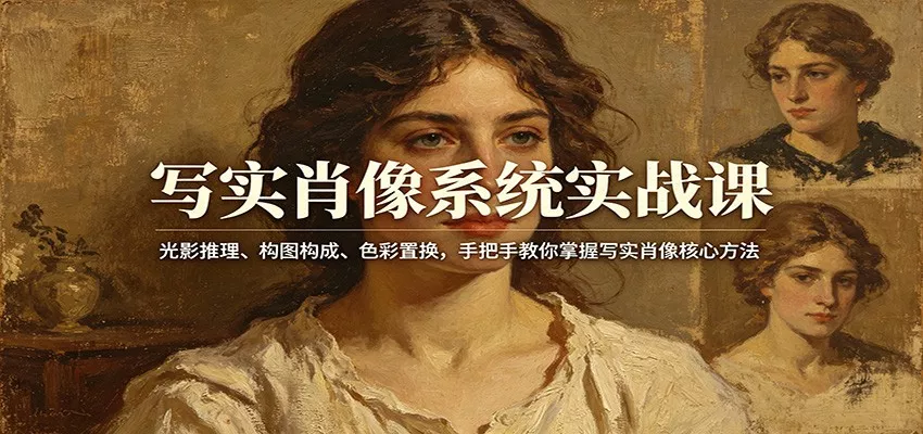 写实肖像系统实战课：光影推理、构图构成、色彩置换，手把手教你掌握写实肖像核心方法-奇点库