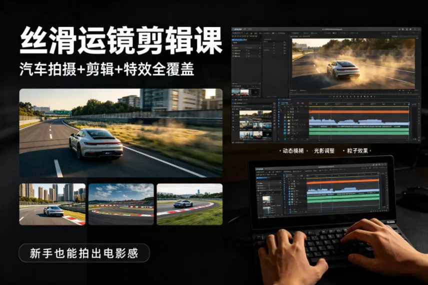 大叔丝滑运镜剪辑课，汽车拍摄+剪辑+特效全覆盖，新手也能拍出电影感-奇点库
