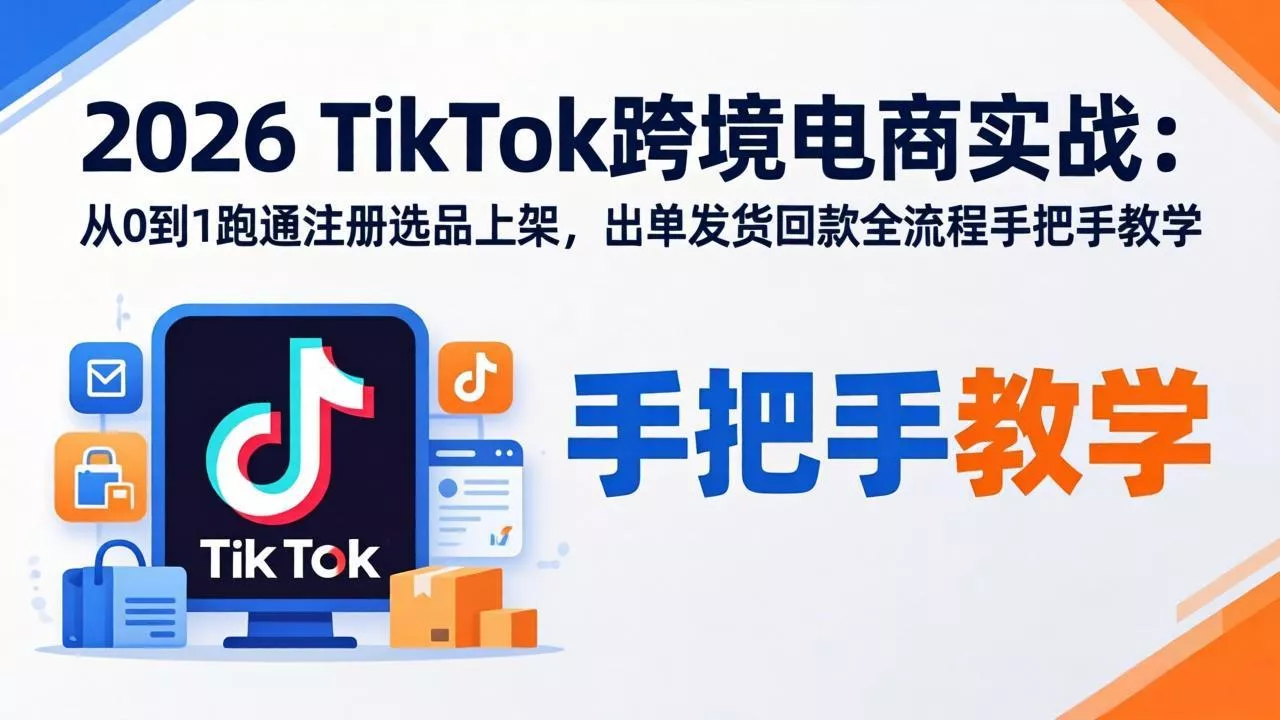 2026TikTok跨境电商实战-更新：从0到1跑通注册选品上架，出单发货回款全流程手把手教学-奇点库
