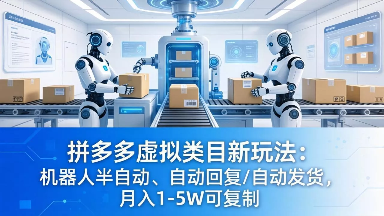拼多多虚拟类目新玩法:机器人半自动、自动回复 /自动发货,月入 1-5W 可复制-奇点库
