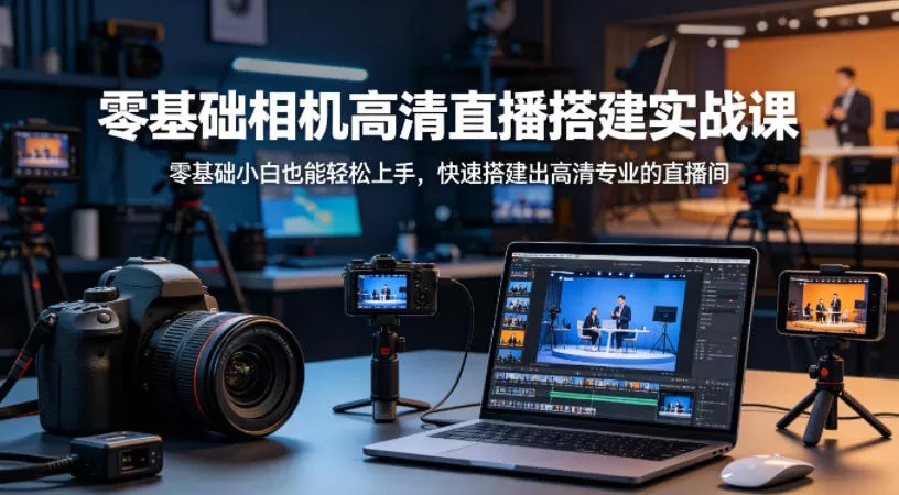 零基础相机高清直播间搭建实战课，小白也能轻松上手，快速搭建出高清专业的直播间-奇点库