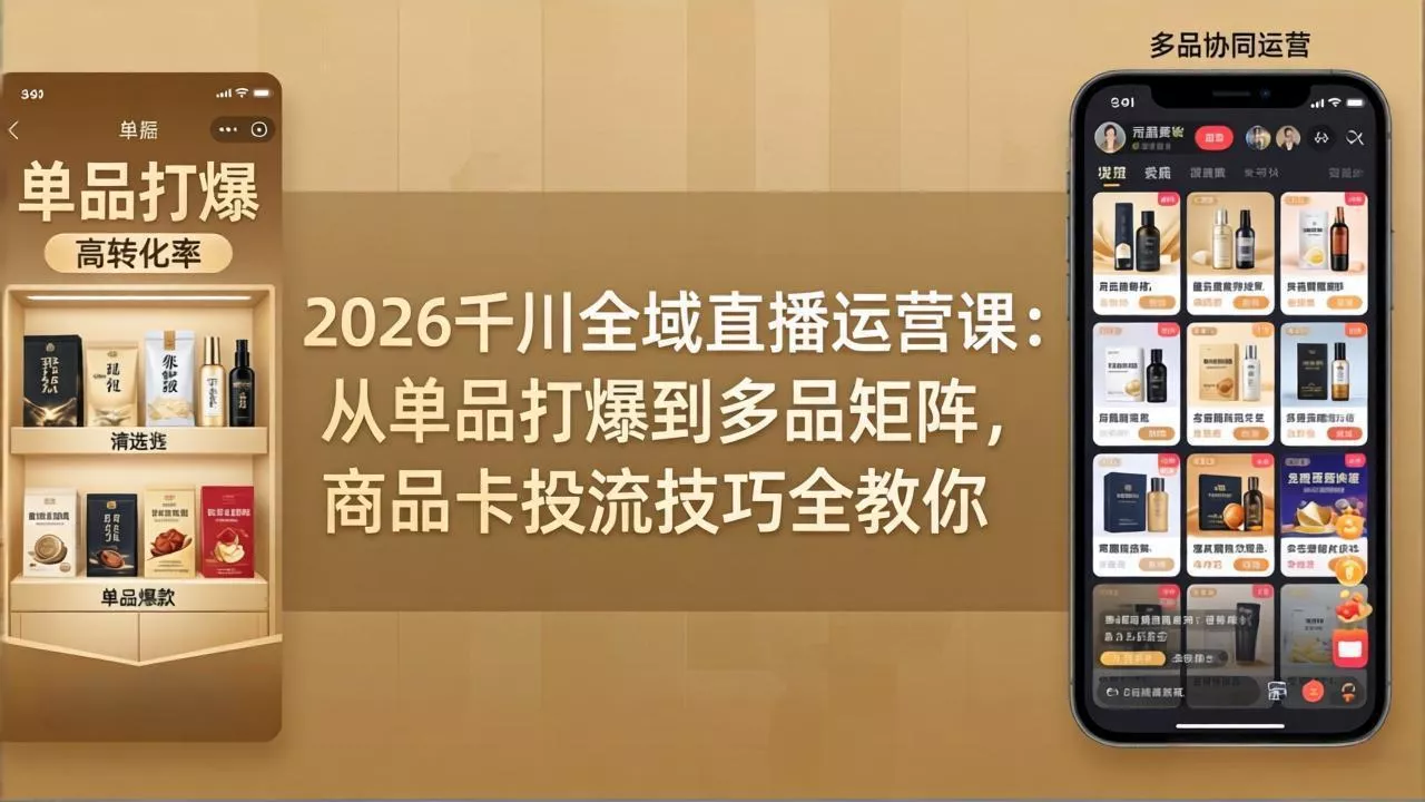 2026千川全域直播运营课:从单品打爆到多品矩阵,商品卡投流技巧全教你-奇点库