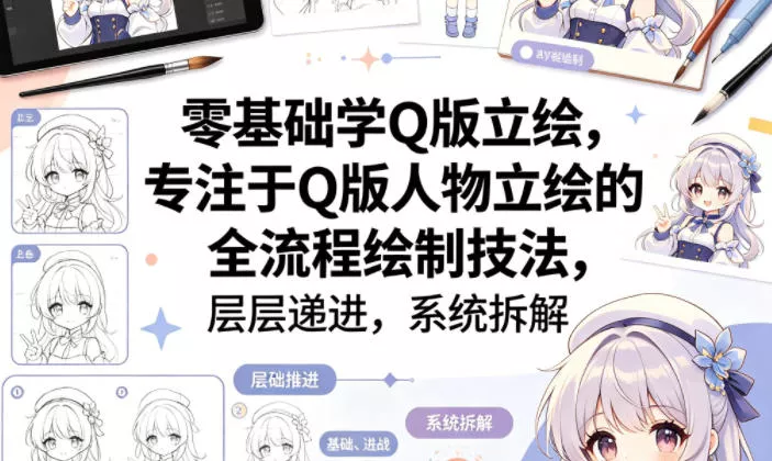 零基础学Q版立绘，专注于Q版人物立绘的全流程绘制技法，层层递进，系统拆解-奇点库
