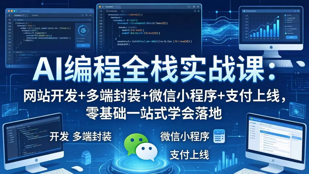 AI编程全栈实战课：网站开发+多端封装+微信小程序+支付上线，零基础一站式学会落地-奇点库