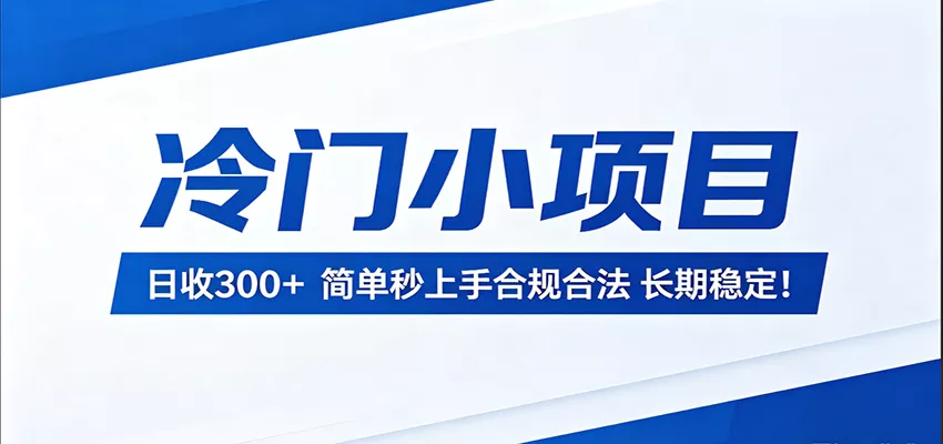 冷门小项目，日收300＋，简单秒上手合规合法，长期稳定！-奇点库