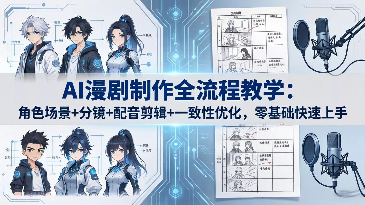 AI漫剧制作全流程教学：角色场景+分镜+配音剪辑+一致性优化，零基础快速上手-奇点库