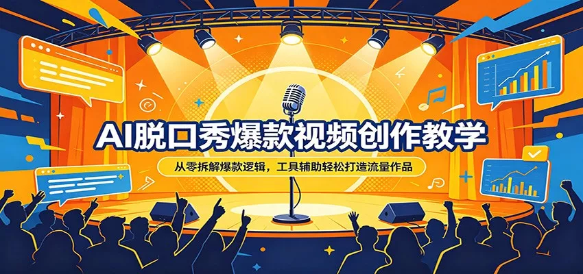 AI脱口秀爆款视频创作教学：从零拆解爆款逻辑，工具辅助轻松打造流量作品-奇点库