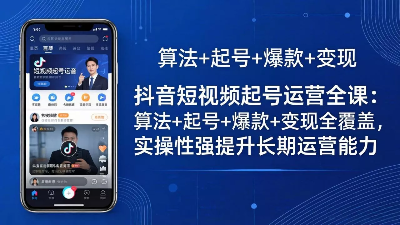 抖音短视频起号运营全课：算法+起号+爆款+变现全覆盖，实操性强提升长期运营能力-奇点库