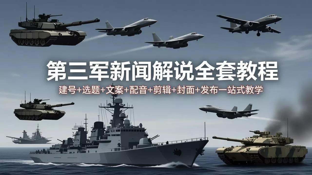 第三军迷新闻解说全套教程：建号+选题+文案+配音+剪辑+封面+发布一站式教学-奇点库